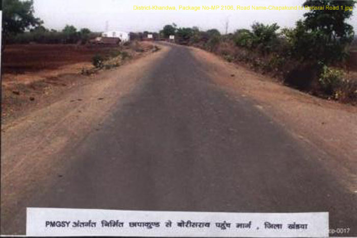 District-Khandwa, Package No-MP 2106, Road Name-Chapakund to Borisrai Road 1